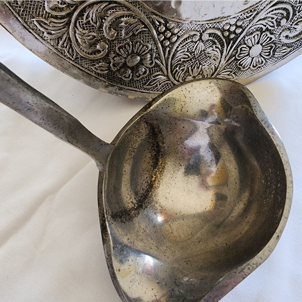 Large Pewter Ladle Punch, Stew, Gumbo, Soup, Decor